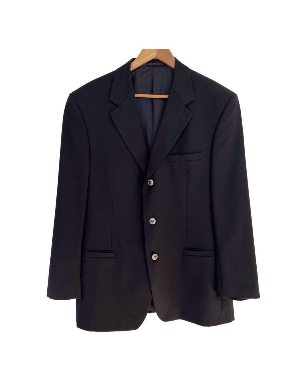 Versace Classic V2 blazer suit jacket black 3 button front closure 100% wool 52R